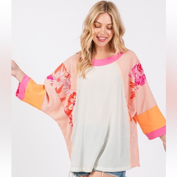 21 Boho Oversized Contrast Knit Sweatshirt - Picture 4 of 6